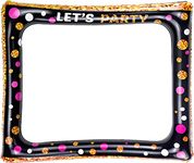 Inflatable Selfie Frame Giant Photo Booth frame Birthday Photo Booth Picture Frame Celebration Blow Up Party Prop for Wedding, Baby Shower, Birthday Party Decorations Supplies - Black Gold