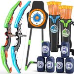 HYES 2 Pack Bow and Arrow for Kids, LED Light Up Archery Set with 24 Suction Cup Arrows, 1 Standing Target, 6 Score Targets & 2 Quivers, Indoor Outdoor Sport Gifts for Boys Girls Ages 4-12