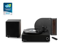 Victrola Premiere V1 Music System – Dual Bluetooth Record Player, Internal Stereo Speakers, Wireless Subwoofer with Vinyl Stream, VPMS-1 System, Espresso