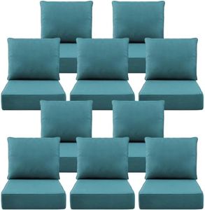 Luxury 6" Outdoor Cushions for Patio Furniture, 24x24x6" Thick Seat Cushion Set of 10, Fade Resistant Couch Chair Replacement Cushions High Density Deep Wicker Chair Cushion w/ Removable Cover, Green