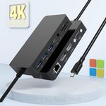 Microsoft USB C Surface Dock Triple Display (4K DP+HDMI+VGA), 12 in 1 USB C Surface Pro Docking Station with Gigabit Ethernet, 4K HDMI VGA DP Display, 3xUSB 3.0, Audio Out, 100W PD, SD/TF Combo Dock