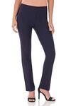 Rekucci Women's Ease Into Comfort Straight Leg Pant with Tummy Control (6, Navy)