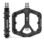 GEWAGE Mountain Bike Pedals, Non-Slip MTB Nylon Fiber Pedals, 9/16" Bicycle Pedals, Lightweight and Wide Flat Platform Pedals (Black)