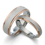 Gemini Groom & Bride Muti Tone Rose Gold & Silver Couple Promise Anniversary Wedding Ring Set Width 6mm & 4mm Men Ring Size : 12 Women Ring Size : 4.5 Valentine's Day Gifts