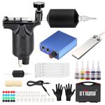 Stigma Complete Tattoo Kit Pro Rotary Tattoo Machine Kit for Beginner Power Supply Color Inks with Case MK648-1-UK Black