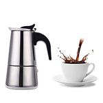 Vinsh Enterprise Stainless Steel Stovetop Coffee Percolator | Indian Coffee Maker | Stovetop Espresso Maker | Espresso Coffee Percolator Machine | Percolator Coffee Maker Moka Pot - (Silver, 6 Cups)