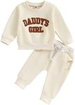 FIOMVA Daddys Girl Baby Clothes Toddler Fall Winter Outfits Sweatshirt Pants 2 Piece Set Shirt Sweatpants Suit, H Embroidered Daddy's Girl Apricot, 0-6 Months