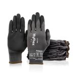 Ansell HyFlex 11-840 Professional Work Gloves, Abrasion Resistant Nitrile Coating with Firm Grip, Multipurpose Protection Gloves, Mechanical and Industrial Safety, Black, Size 2XL (12 Pairs)