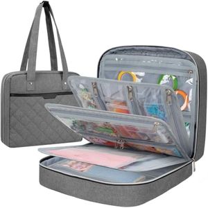 Anitor Craft and Sewing Supplies Storage Tote Bag with 25 Clear Pockets