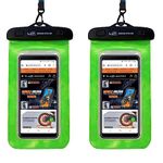 GRAND PITSTOP Universal Waterproof Mobile Pouch Cellphone Dry Bag Case for iPhone, Samsung, Pixel, Mi, Moto up to 6.5 inch – Green (Pack of 2)