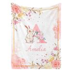 Personalized Baby Blanket with Name, Custom Name Blanket for Kids Soft Flanne Blankets in Easter Personalized Baby Gifts for Infant Newborn Shower (Pink)