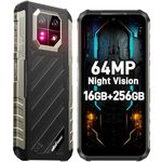 Ulefone Armor 22 (16+256GB) Rugged Smartphone, 64MP Night Vision Camera + 64MP Wide-Angle Camera, Android 13 Unlocked Cell Phone, 6.58 FHD+, 120Hz, 6600mAh, IR Blaster, NFC 4G LTE Mobile- All Black