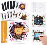 JoyCat Scratch Art for Kids with pre Designs Animals, Art & Crafts Supplies Scratch Paper, Black Scratch Paper Party Favors for Toddles Aged 3 4 5 6 7 8 (Animal) (Orange)