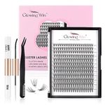 Glowingwin Individual Lashes 228 PCS Lash Extension Kit with lash bond &seal and applicator Cluster Lashes Set False Eyelashes Individual Reusable DIY Eyelash Extensions (20D Mix8-15mm 0.07D Curl)