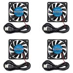 UMLIFE 60mm Fan, 4-Pack 5Volt 0.18A USB 60x60x10mm 6010 Brushless DC Computer CPU Heat Sink Cooling Cooler Fan 60mm x 10mm