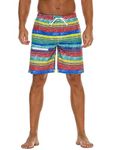 Nonwe Men's Swim Shorts Striped Summer Beachwear Quick Dry Surf Trunks Yellow 28