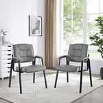 Naomi Home Conference Room Chairs - Heavy Duty Leather Executive Office Chairs with Padded Arm Rest - Set of 2 Gray