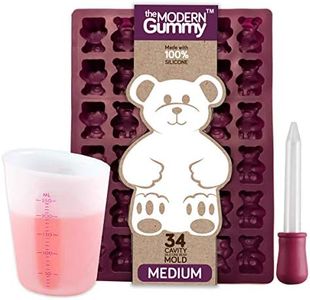 Medium Size Gummy Bear Mold with Bonus Pinch & Pour Cup + Dropper - by the Modern Gummy; Gelatin Gummy Recipe on Package & Full Recipe PDF via EMAIL, Professional Grade Pure LFGB Silicone