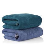 Glivary Microfiber Towels for Bath-Soft Towel with Hook Quick Dry Super Absorbent-Bath Towel for Men and Women(70 x 140 cm) (Greenish Blue/Dark Blue)