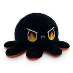 TeeTurtle | The Original Reversible Octopus Plushie | Patented Design | Angry Red + Rage Black | Show Your Mood Without Saying a Word