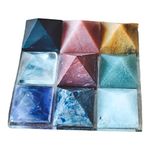 GEMTUB Nav Grah Pyramid Crystal Plate 9 Natural Crystal Pyramids Fixed on Mirror Plate for Grah Dosh Reiki Healing and Vastu Correction