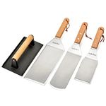 Onlyfire BBQ Grill Accessories Tool Kit - Stainless Steel Griddle Spatula Scraper Tools and Cast Iron Grill Press for Flat Tops, Griddles, Grills, Ovens, and Stoves Cooking