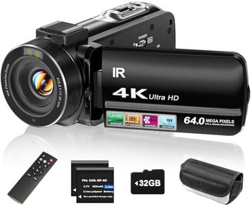 ZYDIIE 4K Video Camera Camcorder UHD 64MP Vlogging Camera for YouTube 18x Digital Zoom 3" 270° Rotation IPS Touchscreen Video Camcorder with Night Vision, Remote Control, 32GB Card, 2 Batteries