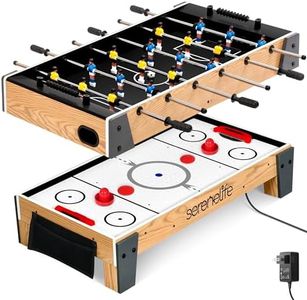 SereneLife 38” Table Top Air Hockey and 40” Foosball Set, 2-in-1 Swivel Game Table with Soccer Balls, Pushers, and Pucks for Game Rooms, Arcades, Bars, Parties, Family Gatherings