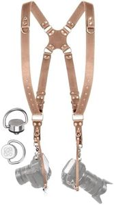 C Coiro Camera Harness for 2 Cameras – Dual Shoulder Leather Camera Strap – Double Camera Harness for DSLR/SLR, Camera Straps for Photographers of All Levels, Standard Straps/Color Beige