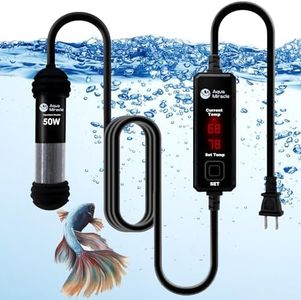 AquaMiracle 50W Small Aquarium Heater Fish Heater, Super Mini Fish Tank Heater Turtle Tank Heater for 5-10 Gal Tanks, with Dual LED Display, Dry-Run/Overheating Protection & Memory Function