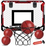 KIZJORYA Basketball Hoop Indoor, Mini Basketball Hoop for Kids with 4 Balls, Foldable Over The Door Fan Backboard, Sports & Outdoor Play Toys Room Game, Birthday Gift for Teens Boy Girl Adults Ages 3+