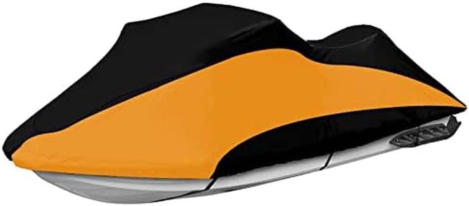 COVERVIN Trailerable Jet Ski Cover, 600D Heavy Duty Waterproof Fabric with Reflective Strips, Vents, Fits Seadoo, Yamaha, Honda, Polaris 2 Seater 116" to 125" L (Black&Orange)