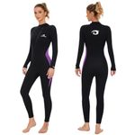 Owntop 5mm Wetsuit for Women - Long Sleeve Full Diving Suits Stretch One Piece Dive Skin UPF50+ Thermal Neoprene Swimwear Ideal for Scuba Surfing Snorkeling, Purple XXL