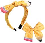 2 Pcs Back to School Outfits Headbands for Girls,Pencil Hair Bow Clips Hair Accessories for Teen Girls, First Day Of School Gifts for Students,School Bows Uniform for Student, Pencil Yellow Headband