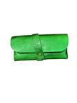 ER Direct Soft Genuine Leather Metallic Stylish Spectacle Glasses Case Cover Pouch (Green)