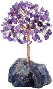 Amethyst Healing Crystal Tree Natural Reiki Crystals Gemstone Stone Base Copper Wire Tree Life Money Trees Feng Shui Money Tree Reiki Spiritual Energy Tree for Home Office Desk Decor Good Luck