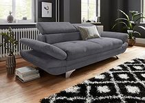 Fabrique 2 Seater Sofa Set for Living Room Modern Multi-Angle Adjustable Headrest and Hand Rest - 4 Year Warranty - Premium Comfortable Suede Fabric Dark Grey Two Seater Sofa