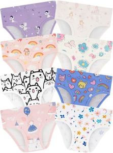 BliBliTaTa Girls' Underwear,Soft Cotton Tagless Panties for Toddlers' & Little Kids' Comfort,Breathable Briefs in Sizes 18-24 Months,2T,3T,4T,5T,6T,7,8,10,12 Years Old,8-Pack Cats-12