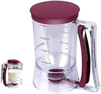 kalione Pancake Batter Dispenser with Measuring Marks, 900ml Clear Container with Purple Handle, Kitchen Tool for Cakes, Waffles, Cupcakes, Crepes