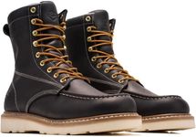 SUREWAY Men's 8 Inch Moc Toe Work Boots,Steel Toe Black,Size 8.5