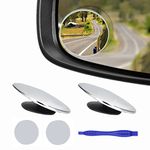 2 pcs Blind Spot Mirrors, 2" Round Ultra-thin Frameless HD Glass Convex Side Rear View Mirror with Wide Angle Adjustable Stick for Cars SUV and Trucks, Pack of 2