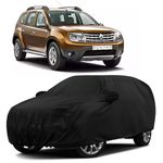 Sulfar 100% Water Resistant Car Body Cover Compatible with Mirror for Renault Duster (Triple Stitched, Full Bottom Elastic, Black)