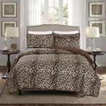 GrandLinen 3-Piece King Size Quilt Set Fine Animal Print Oversized (118" X 95") Bedspread .Coverlet Bed Cover in Brown, Black Leopard Print