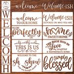 Welcome Stencils for Crafts Reusable Welcome Stencil for Wood Sign 12" Stencils for Painting on Wood Drawing Templates for Wall DIY Home Decor Porch Sign