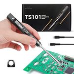 TS101 Soldering Iron, 65W Portable Smart Temperature Control 50-400 ℃, LCD Display Soldering Iron Station with DC5525 & USB Type C Port Power Adapter, Programmable Welding Iron for Electronic Repair