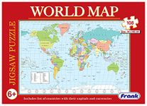 Frank World Map Puzzle (108 Pieces) - Early Learner Giant Jigsaw Puzzle Set with List of Countries, Capitals & Currencies for Kids 6 Years and Above - Educational Toys and Games - 10165