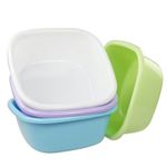 Rinboat 8 Quart Colorful Square Plastic Wash Basin Tub, Dishpan, 4 Packs