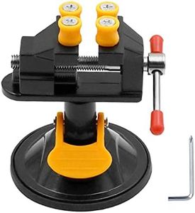 Saipe Universal Mini Table Vise Clamp 360° Suction Vice Clamp Drill Press Vise Table Bench Vice Craft Vise DIY Sculpture Craft Carving Tool for Jewelry Watch Walnut