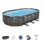 Bestway Power Steel 20' x 12' x 48" Oval Above Ground Outdoor Swimming Pool Set