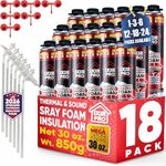 Spray Foam Insulation Can (18 x 30 oz. / 850 g) Expanding Sealant, Mega Size Closed Cell Spray Foam Insulation, High Density, Walls Ceiling Windows Doors
